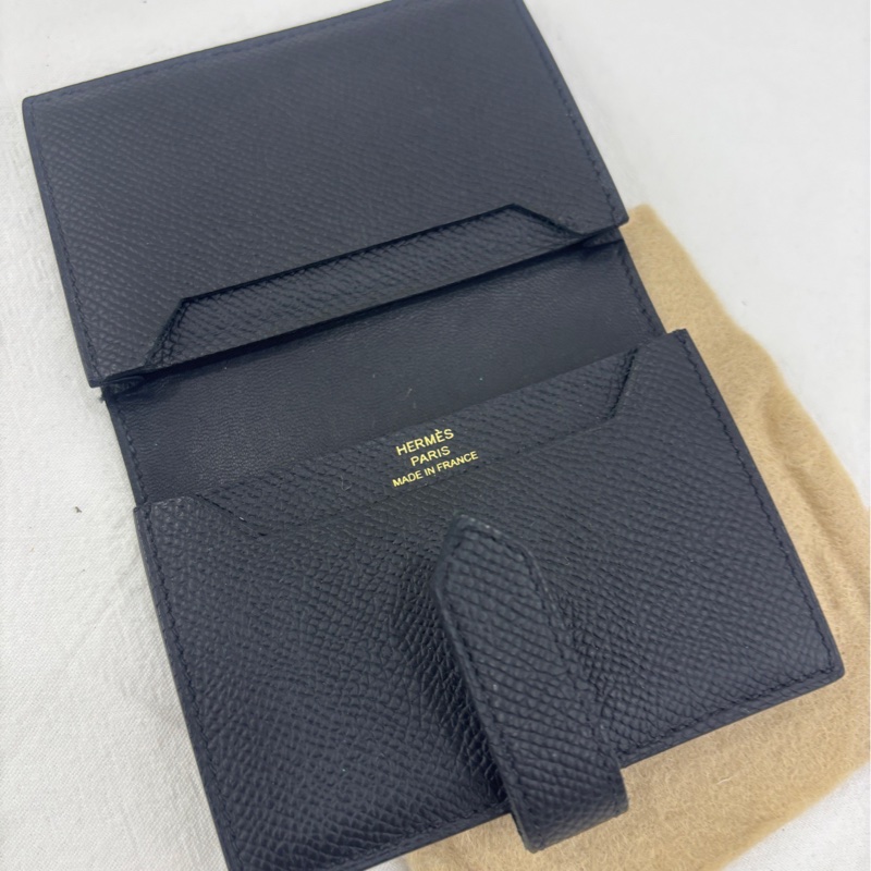 Hermes 愛馬仕Bearn卡包 零錢包 黑金 B刻-7