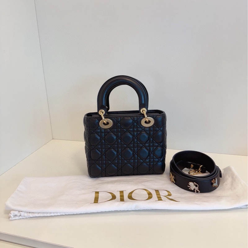 【98新🆕】Dior黑金藤格紋Lady Dior四格戴妃包手提包 斜挎包 單肩包-1