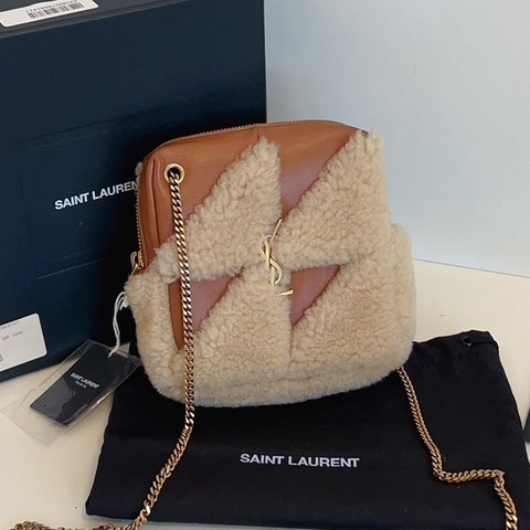 【99新🆕】YSL 焦糖棕皮泰迪小方塊零錢包 鏈條包 斜挎包 單肩包