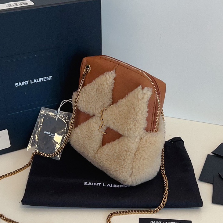 【99新🆕】YSL 焦糖棕皮泰迪小方塊零錢包 鏈條包 斜挎包 單肩包-2