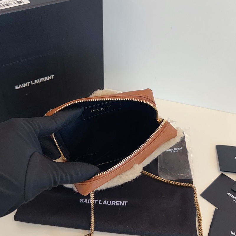 【99新🆕】YSL 焦糖棕皮泰迪小方塊零錢包 鏈條包 斜挎包 單肩包-7