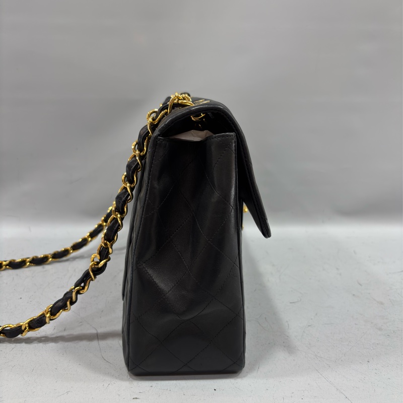CHANEL 老香 黑色 羊皮 金鍊 MAXI COCO 33 MAXI 單蓋 肩背包 斜背包 兩用包 側背包 經典藏品-2