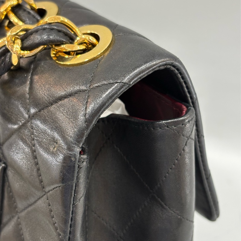 CHANEL 老香 黑色 羊皮 金鍊 MAXI COCO 33 MAXI 單蓋 肩背包 斜背包 兩用包 側背包 經典藏品-7