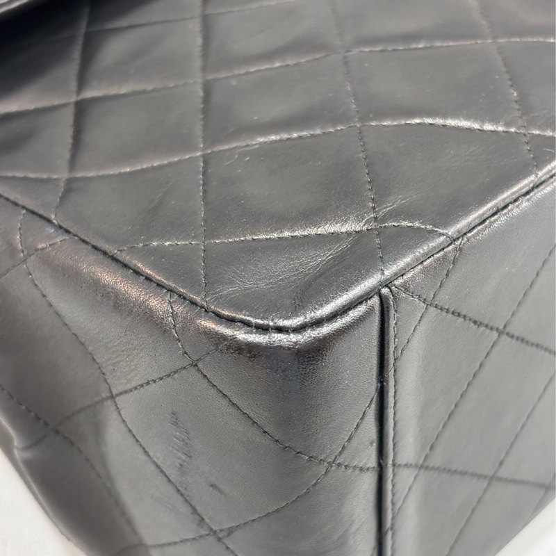 CHANEL 老香 黑色 羊皮 金鍊 MAXI COCO 33 MAXI 單蓋 肩背包 斜背包 兩用包 側背包 經典藏品-18