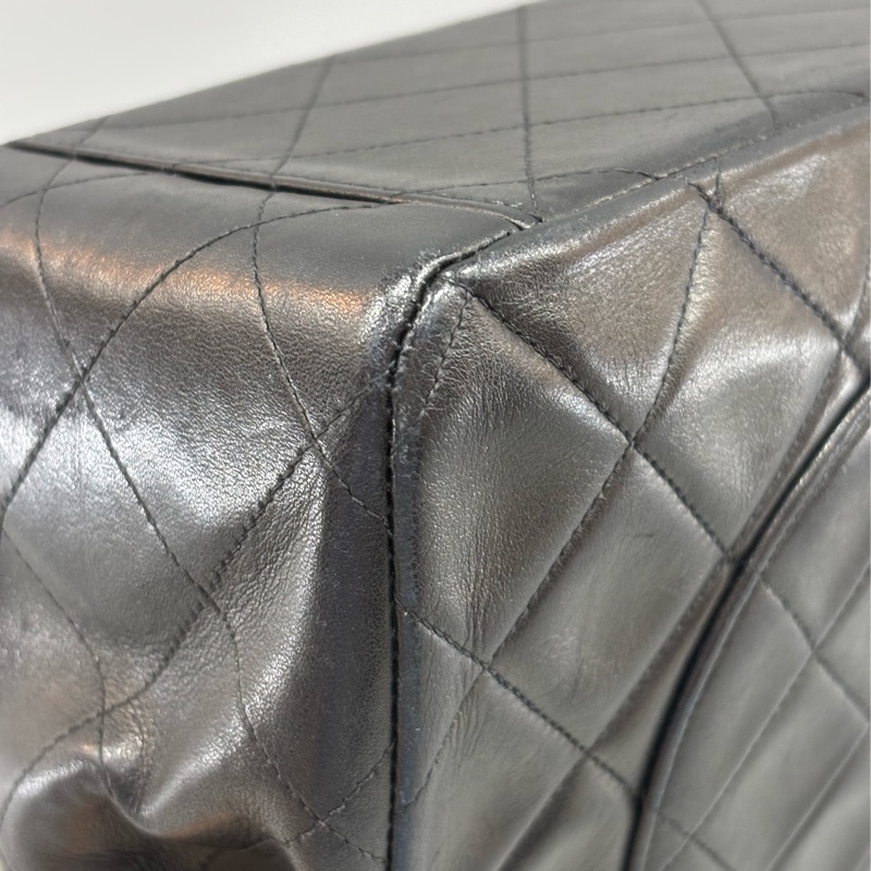 CHANEL 老香 黑色 羊皮 金鍊 MAXI COCO 33 MAXI 單蓋 肩背包 斜背包 兩用包 側背包 經典藏品-20