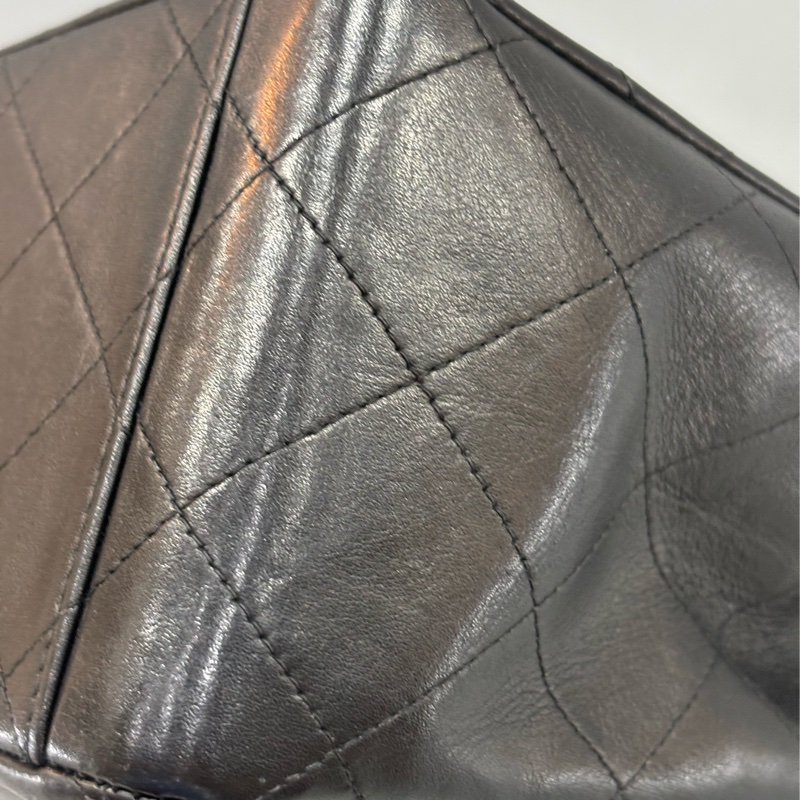 CHANEL 老香 黑色 羊皮 金鍊 MAXI COCO 33 MAXI 單蓋 肩背包 斜背包 兩用包 側背包 經典藏品-26