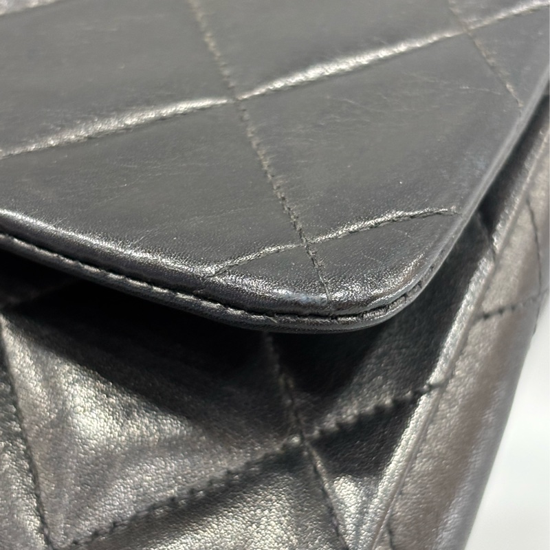 CHANEL 老香 黑色 羊皮 金鍊 MAXI COCO 33 MAXI 單蓋 肩背包 斜背包 兩用包 側背包 經典藏品-35