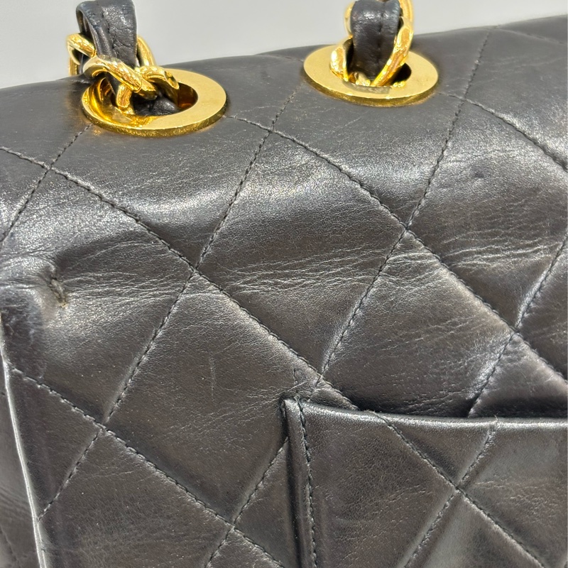 CHANEL 老香 黑色 羊皮 金鍊 MAXI COCO 33 MAXI 單蓋 肩背包 斜背包 兩用包 側背包 經典藏品-37