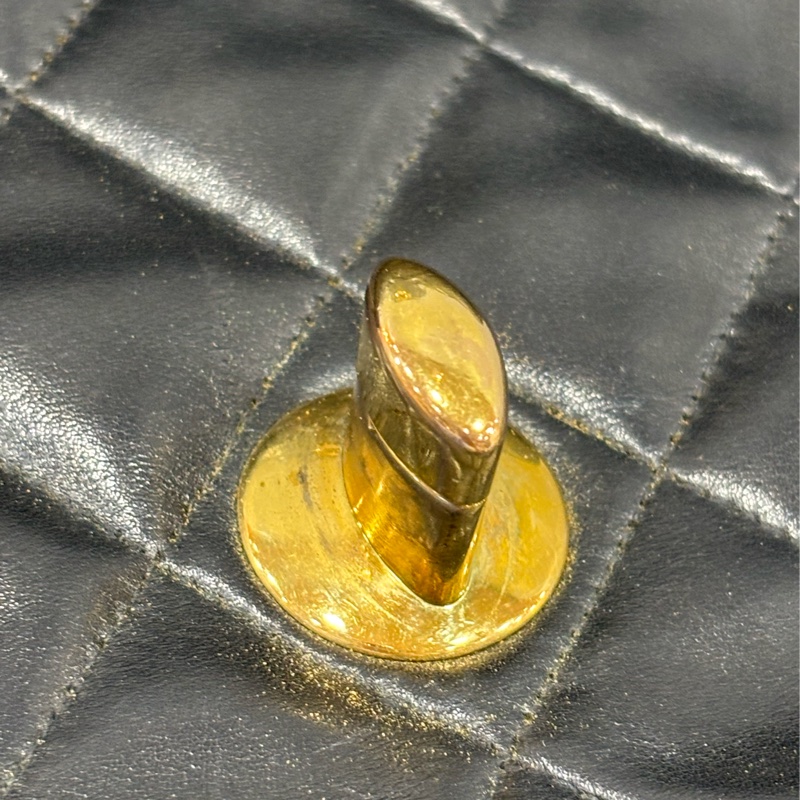 CHANEL 老香 黑色 羊皮 金鍊 MAXI COCO 33 MAXI 單蓋 肩背包 斜背包 兩用包 側背包 經典藏品-52