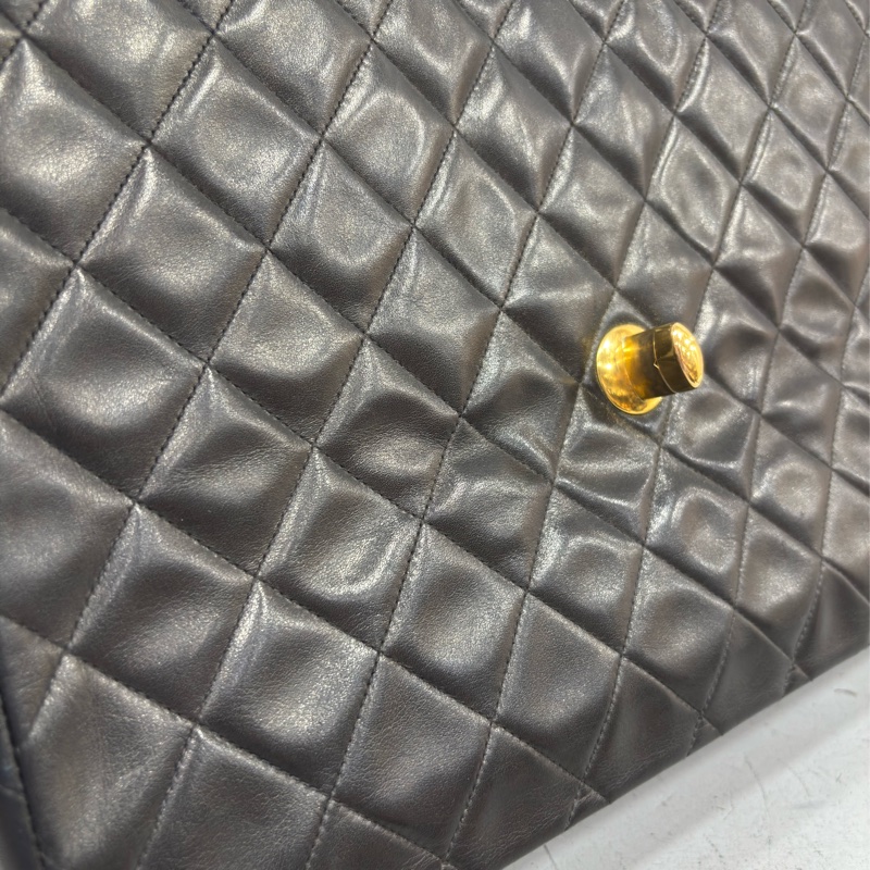 CHANEL 老香 黑色 羊皮 金鍊 MAXI COCO 33 MAXI 單蓋 肩背包 斜背包 兩用包 側背包 經典藏品-62