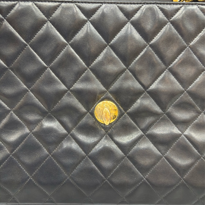 CHANEL 老香 黑色 羊皮 金鍊 MAXI COCO 33 MAXI 單蓋 肩背包 斜背包 兩用包 側背包 經典藏品-64