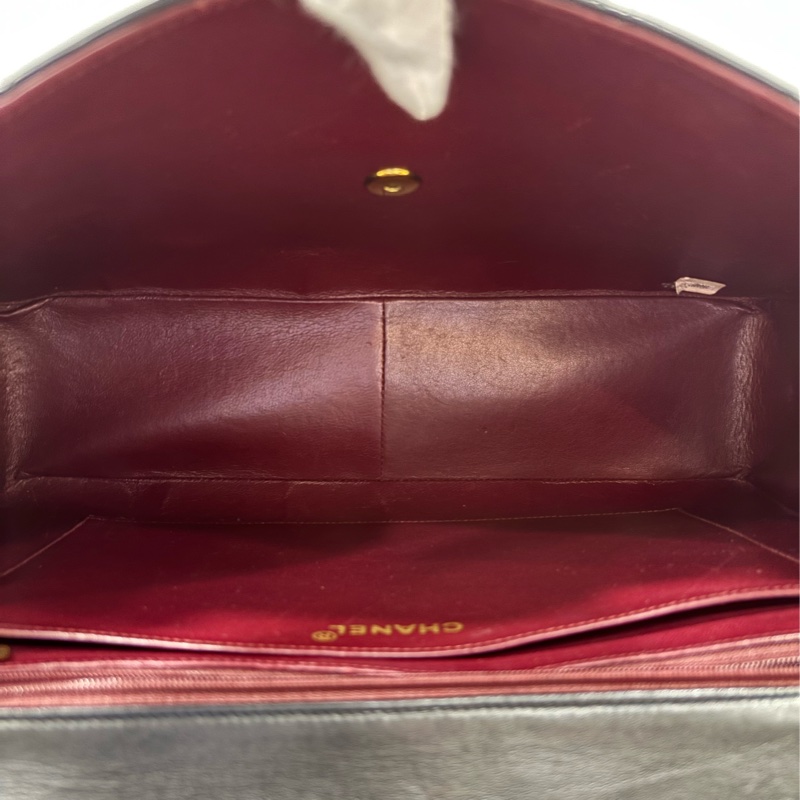 CHANEL 老香 黑色 羊皮 金鍊 MAXI COCO 33 MAXI 單蓋 肩背包 斜背包 兩用包 側背包 經典藏品-70