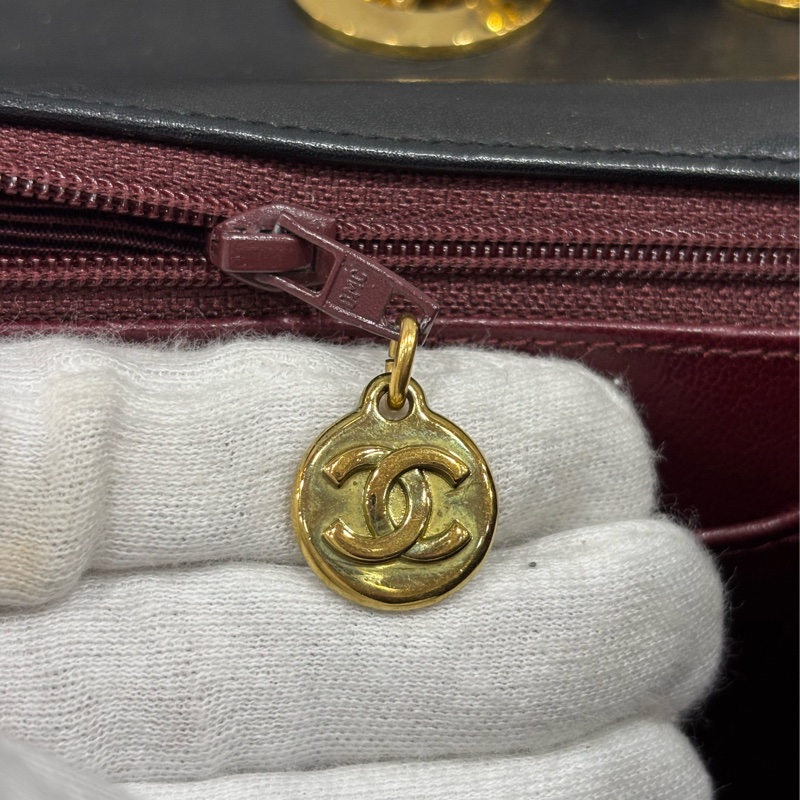 CHANEL 老香 黑色 羊皮 金鍊 MAXI COCO 33 MAXI 單蓋 肩背包 斜背包 兩用包 側背包 經典藏品-82