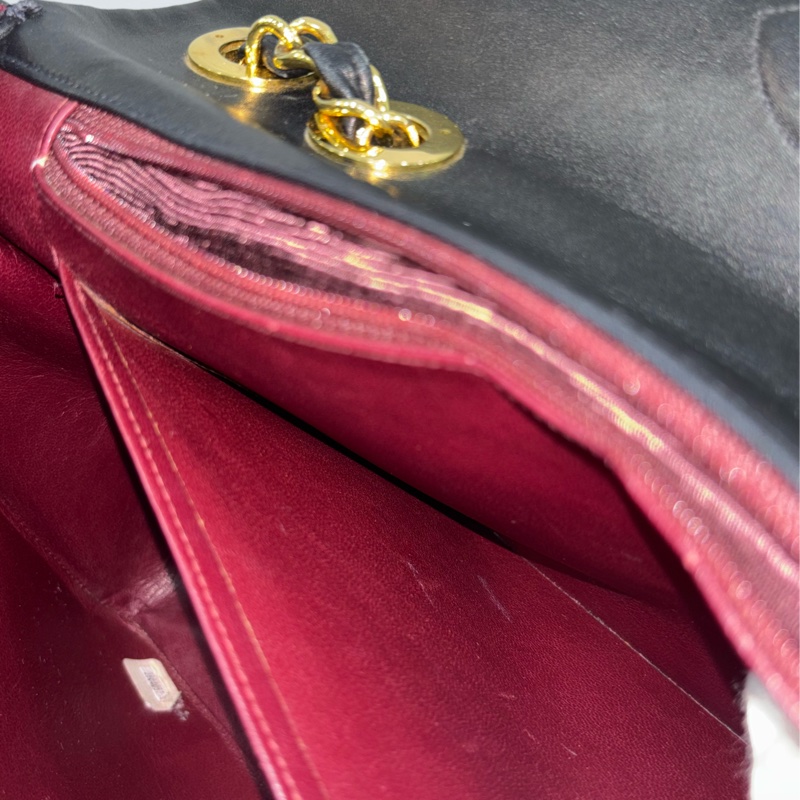 CHANEL 老香 黑色 羊皮 金鍊 MAXI COCO 33 MAXI 單蓋 肩背包 斜背包 兩用包 側背包 經典藏品-86