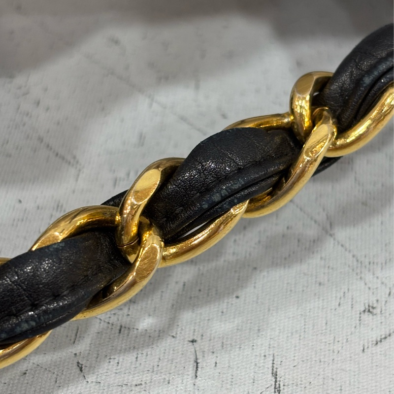 CHANEL 老香 黑色 羊皮 金鍊 MAXI COCO 33 MAXI 單蓋 肩背包 斜背包 兩用包 側背包 經典藏品-94