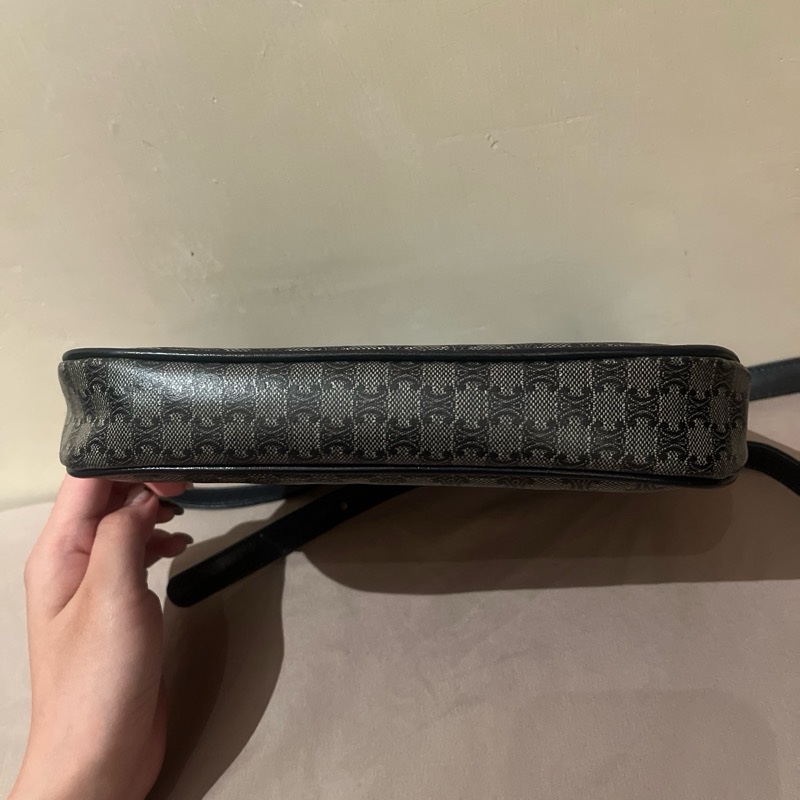 Celine 藍老花 凱旋門 老花 復古 肩背包雙logo vintage-7