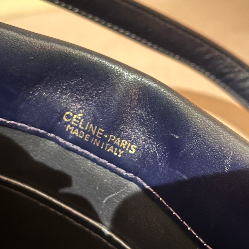 Celine 藍老花 凱旋門 老花 復古 肩背包雙logo vintage-9