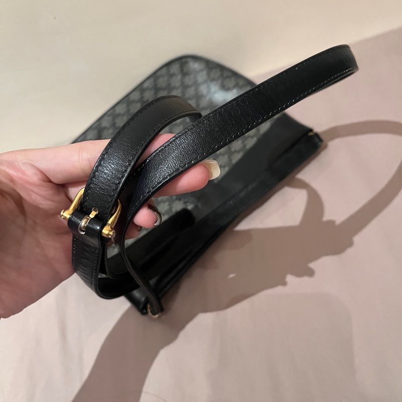 Celine 藍老花 凱旋門 老花 復古 肩背包雙logo vintage-14