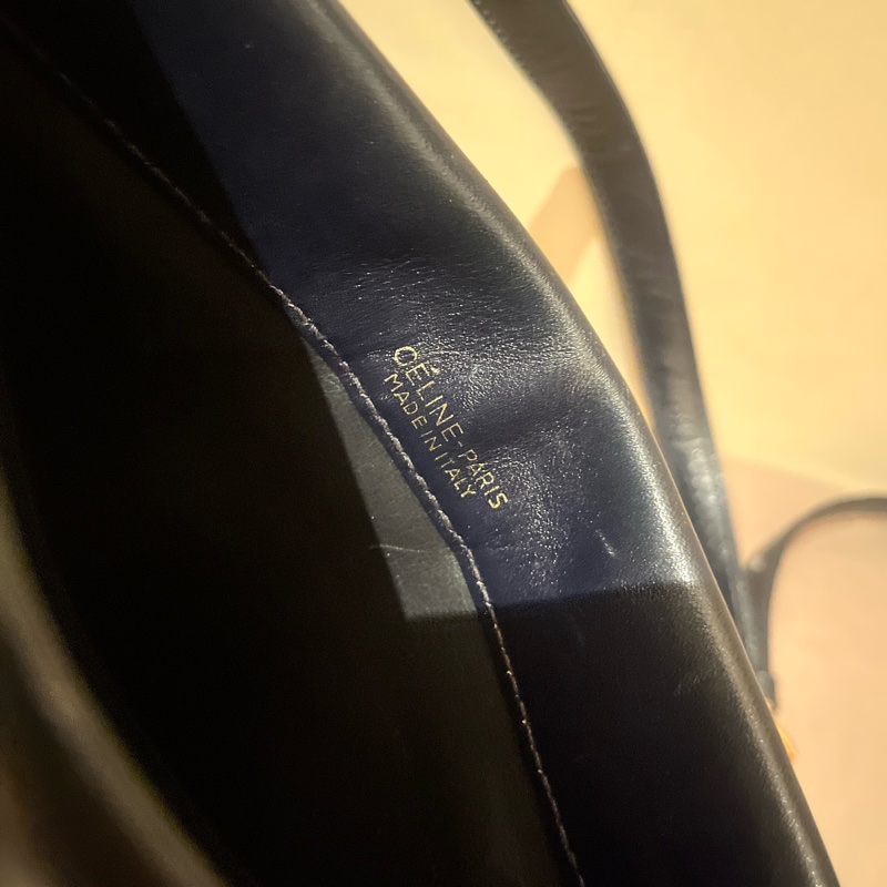 Celine 藍老花 凱旋門 老花 復古 肩背包雙logo vintage-17