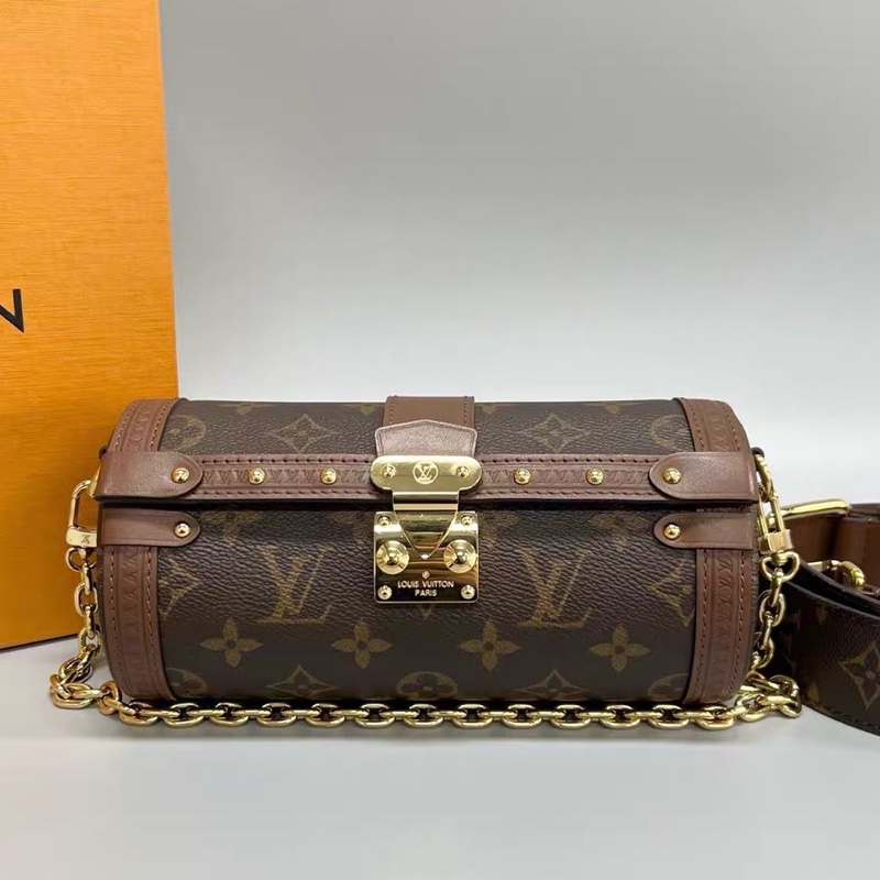 新款芯片款! Louis Vuitton LV 巴比龍 筆筒包 圓筒包 Papillon Trunk-0
