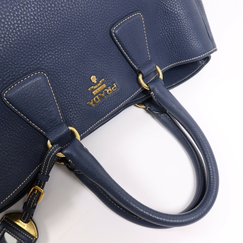 PRADA 牛皮皮革Shoulder Bag金扣肩背袋-4