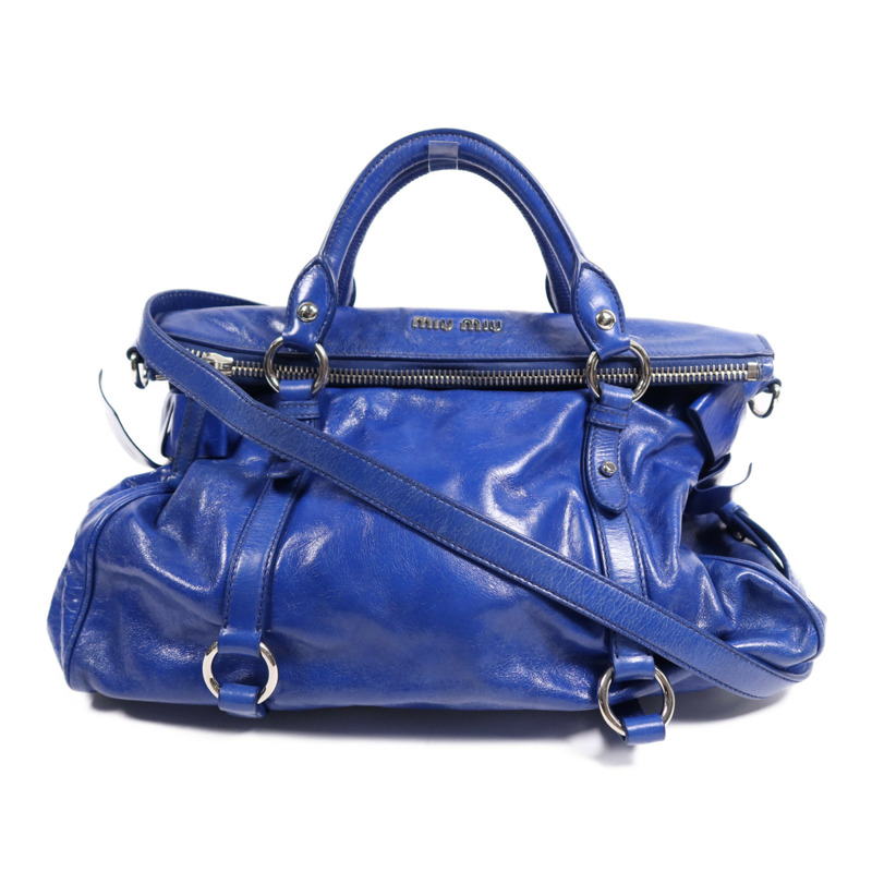 Miu Miu 牛皮皮革2 Way Shoulder Bag銀扣手挽肩背兩用袋-0