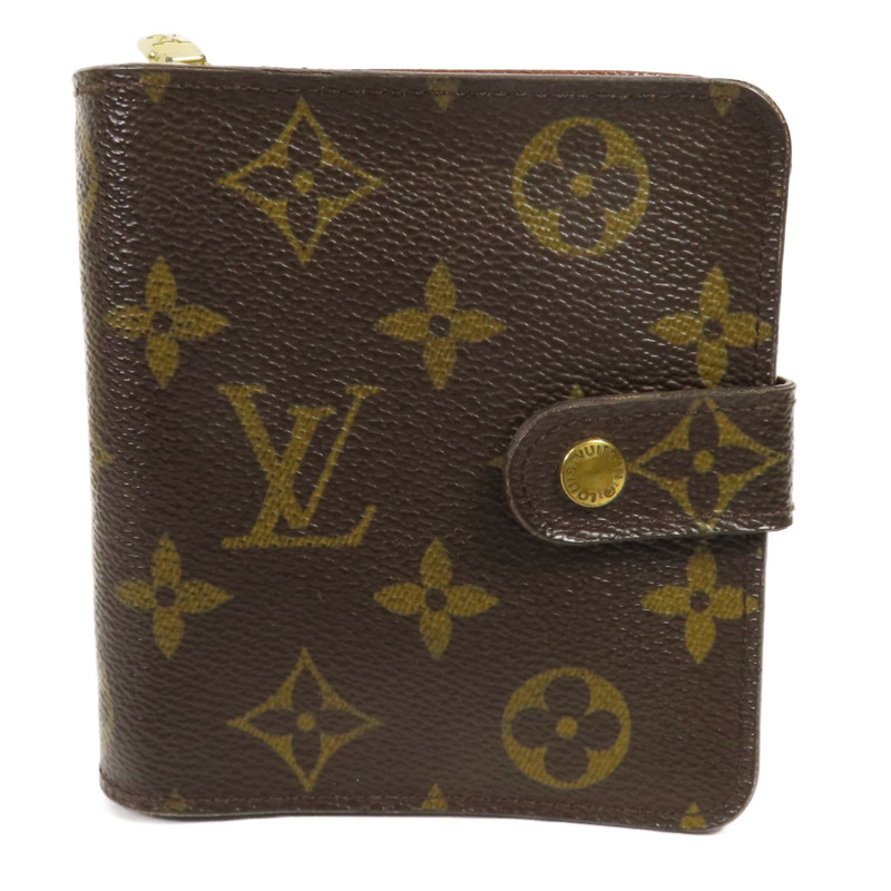 LOUIS VUITTON Monogram Compact Zip Wallet金扣錢包-0