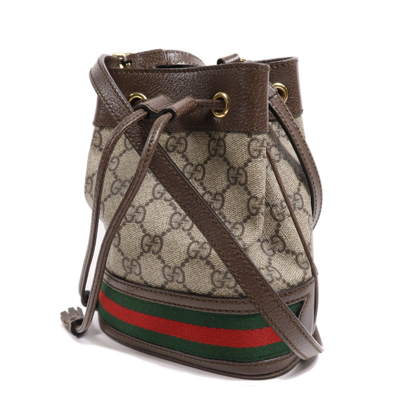 GUCCI 塗層帆布GG Mini Bucket金扣肩背袋-2
