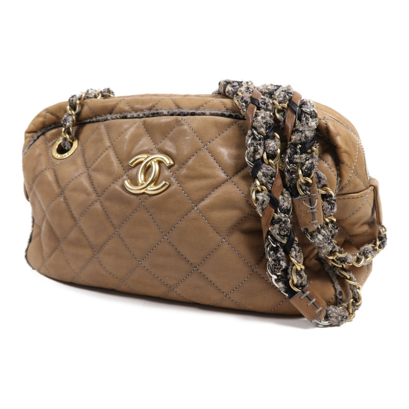 CHANEL 牛皮皮革Chain Shoulder Bag金扣鏈帶手挽肩背兩用袋-2