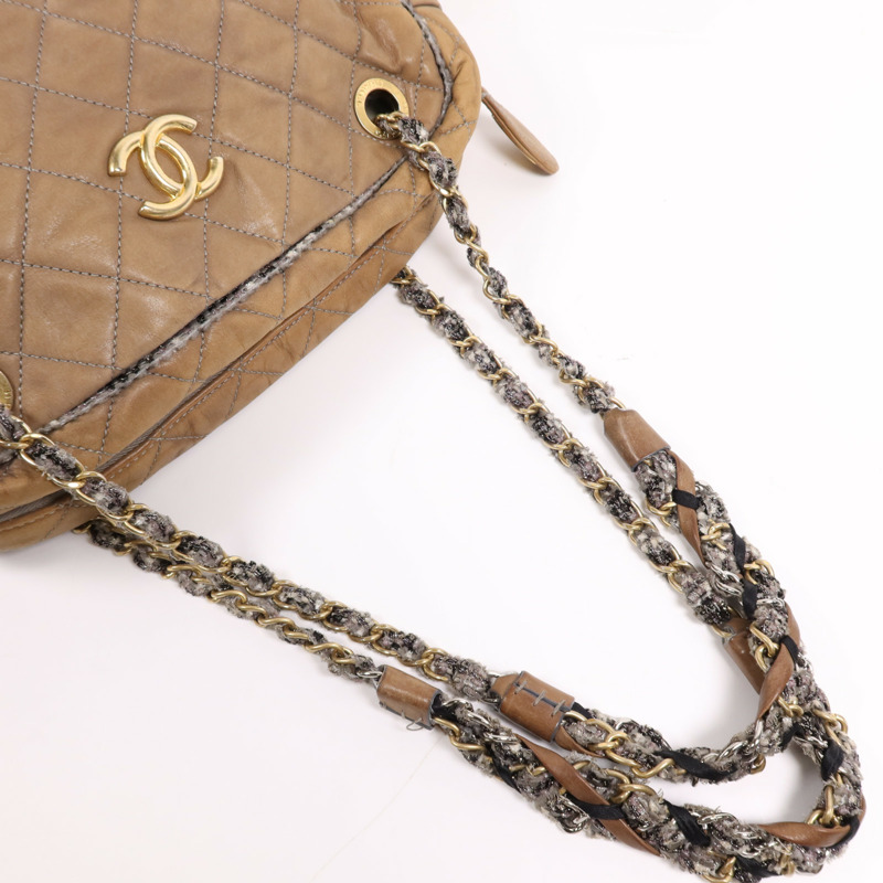 CHANEL 牛皮皮革Chain Shoulder Bag金扣鏈帶手挽肩背兩用袋-7
