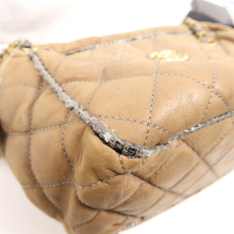 CHANEL 牛皮皮革Chain Shoulder Bag金扣鏈帶手挽肩背兩用袋-10