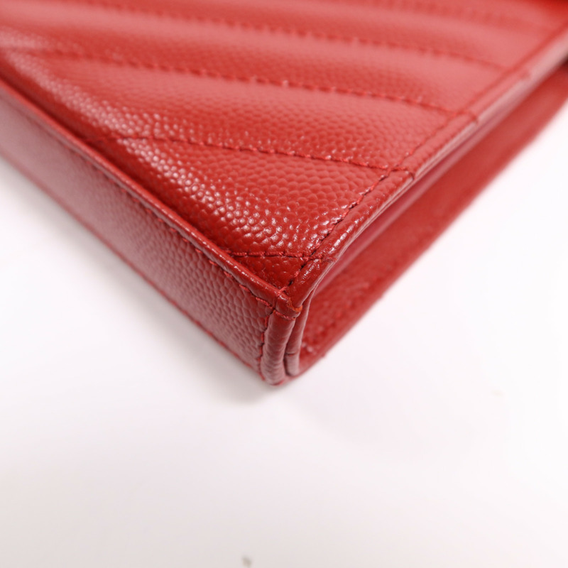 YVES SAINT LAURENT 牛皮皮革Cassandre Envelope金扣鏈帶肩背袋-4