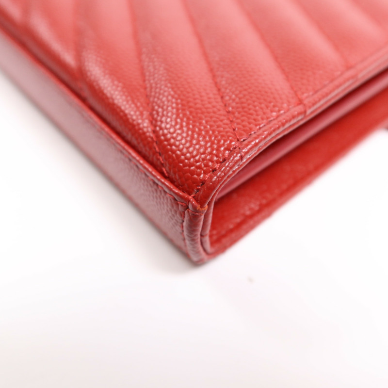 YVES SAINT LAURENT 牛皮皮革Cassandre Envelope金扣鏈帶肩背袋-6