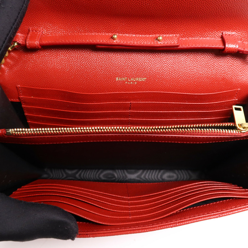 YVES SAINT LAURENT 牛皮皮革Cassandre Envelope金扣鏈帶肩背袋-12