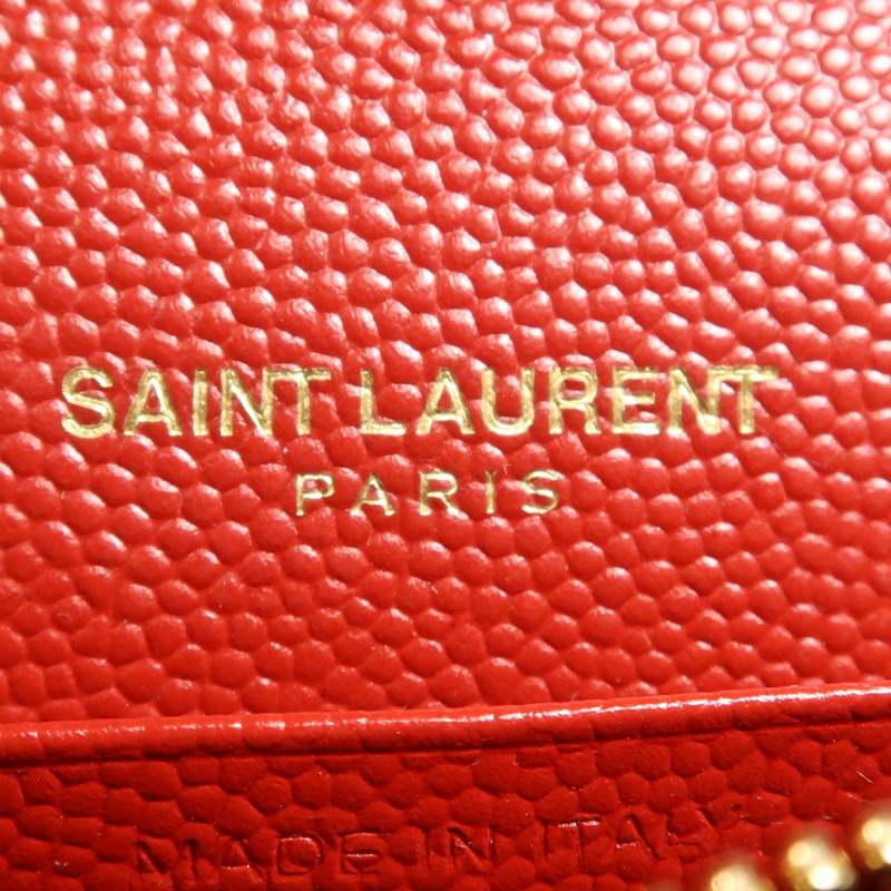 YVES SAINT LAURENT 牛皮皮革Cassandre Envelope金扣鏈帶肩背袋-13