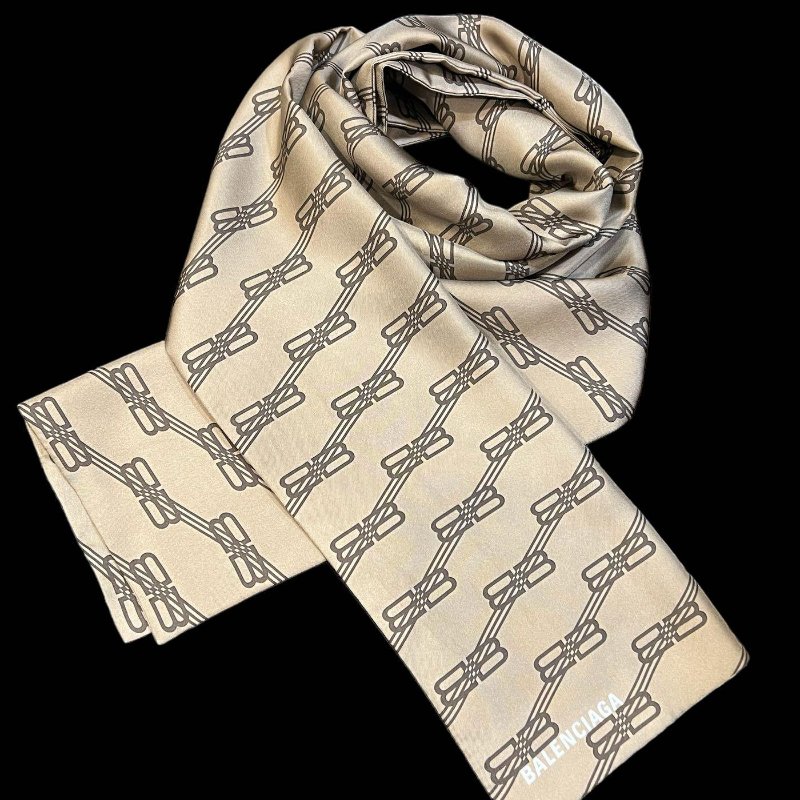 💎Han's house精品服飾💎Balenciaga 巴黎世家 真絲 絲巾 圍巾 32X176CM-4