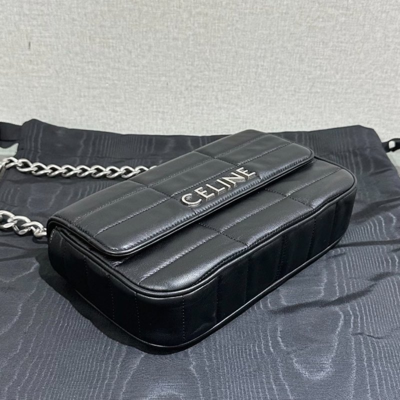 CELINE 黑色銀標按扣開合鏈條包23*15*5 99新配件塵袋-3