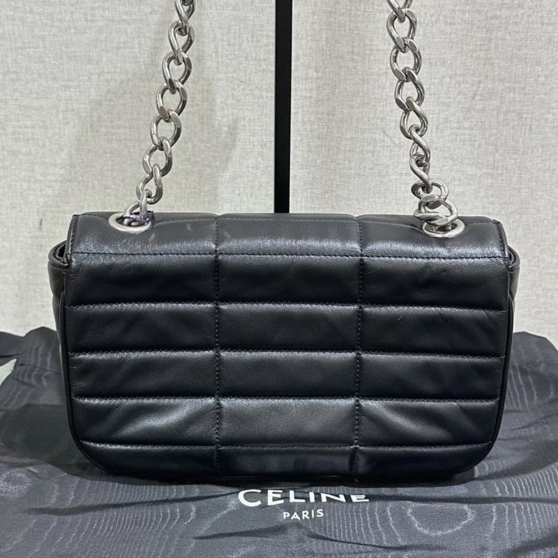 CELINE 黑色銀標按扣開合鏈條包23*15*5 99新配件塵袋-5