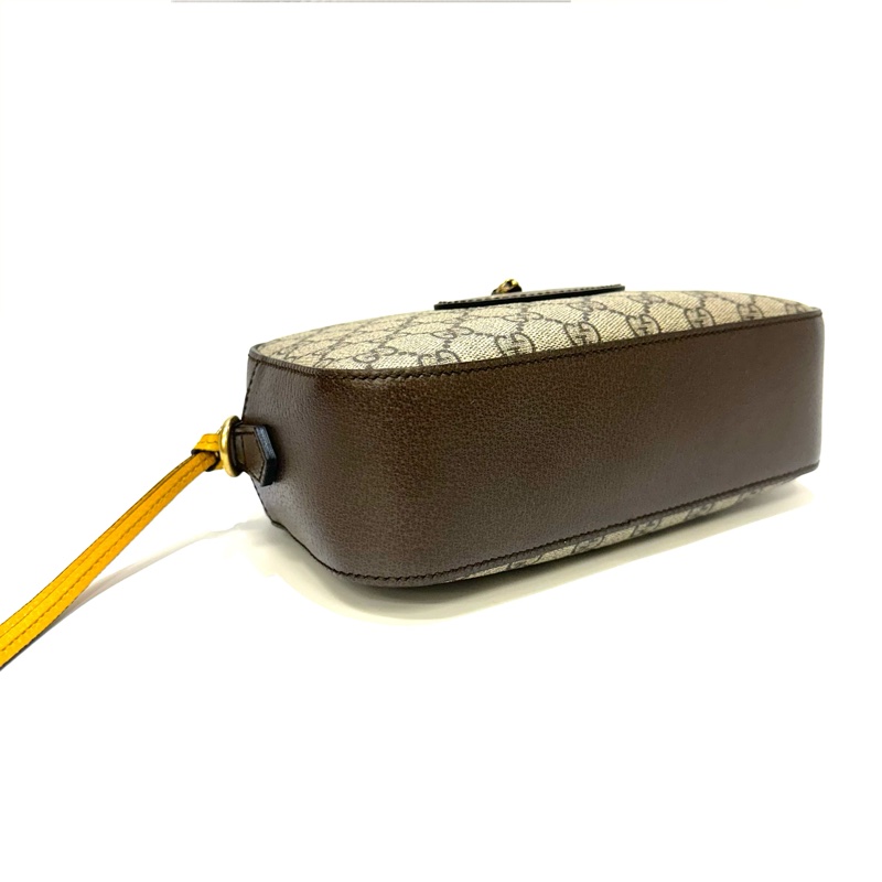 Gucci PVC咖牛皮霧金釦虎頭斜背相機包476466-5