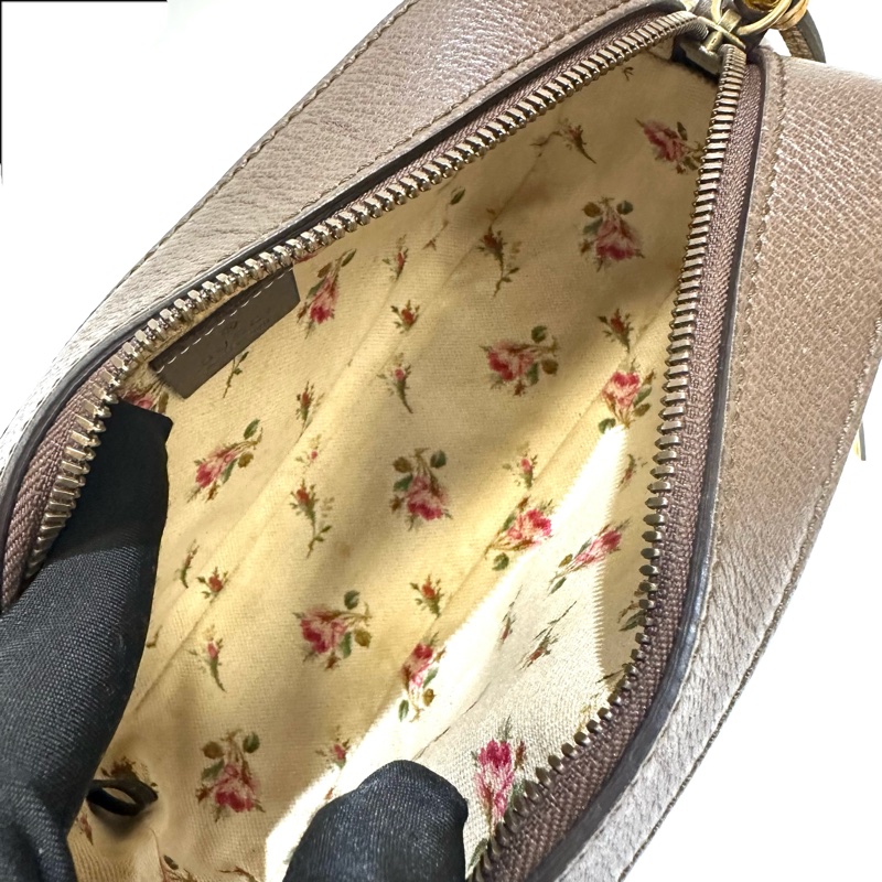 Gucci PVC咖牛皮霧金釦虎頭斜背相機包476466-11