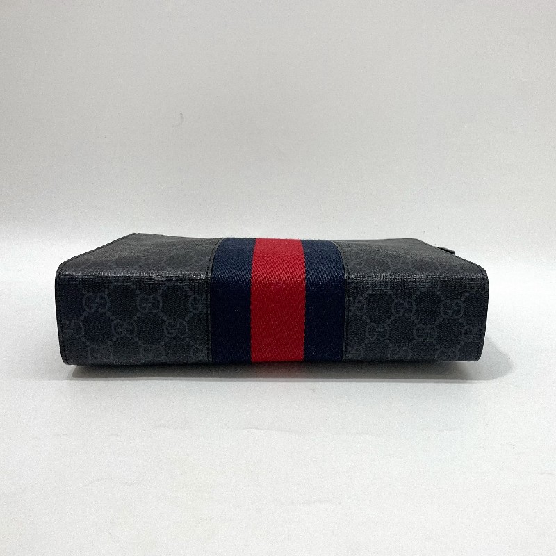 GUCCI黑灰PVC藍紅藍織帶 supreme手拿包-5