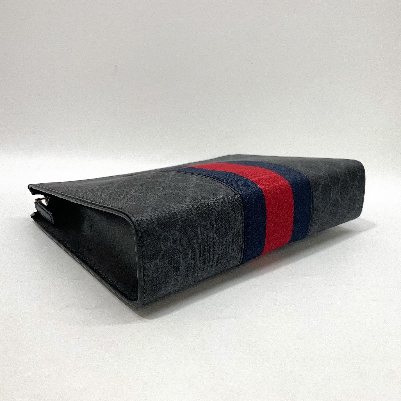 GUCCI黑灰PVC藍紅藍織帶 supreme手拿包-6