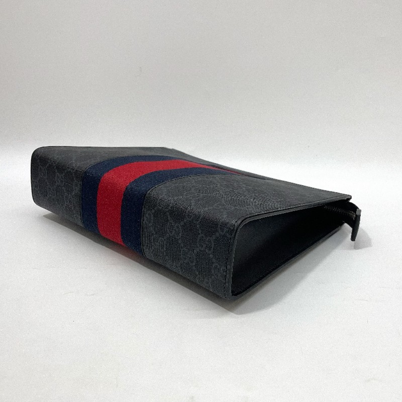 GUCCI黑灰PVC藍紅藍織帶 supreme手拿包-7