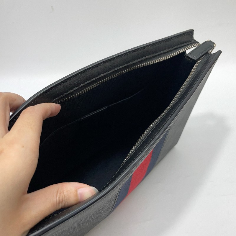 GUCCI黑灰PVC藍紅藍織帶 supreme手拿包-8