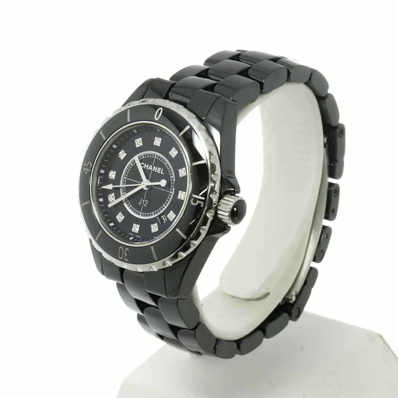 香奈兒 J12 33毫米 H1625 女士腕錶，鑲嵌12顆鑽石，日期顯示，黑色陶瓷石英機芯-2