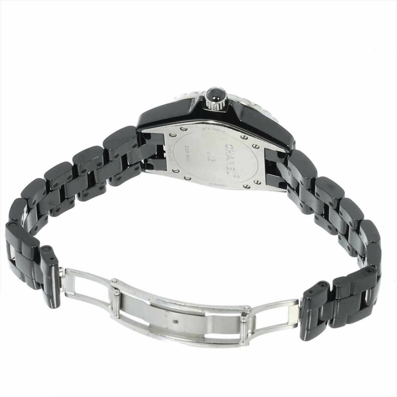 香奈兒 J12 33毫米 H1625 女士腕錶，鑲嵌12顆鑽石，日期顯示，黑色陶瓷石英機芯-4