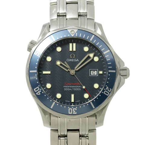 歐米茄海馬系列專業潛水錶300公尺 2221 80 男士腕錶，附日期顯示，藍色石英錶