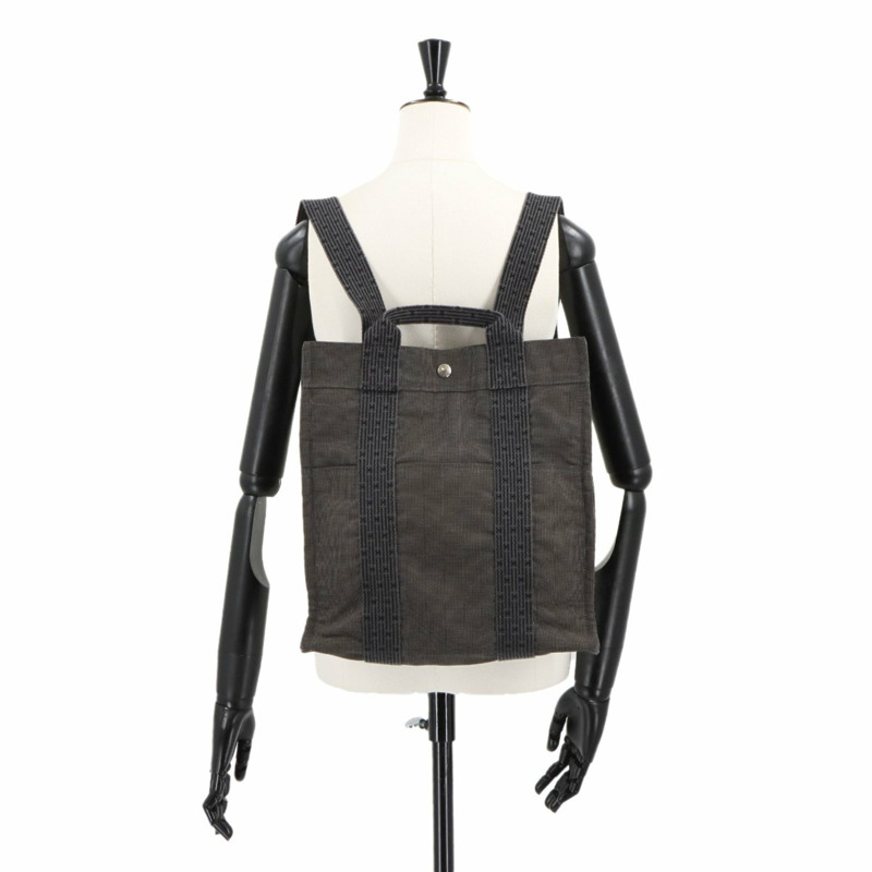 Hermes Hermès Her Line Sac Ad MM 灰色帆布雙肩包(Her PM)-9