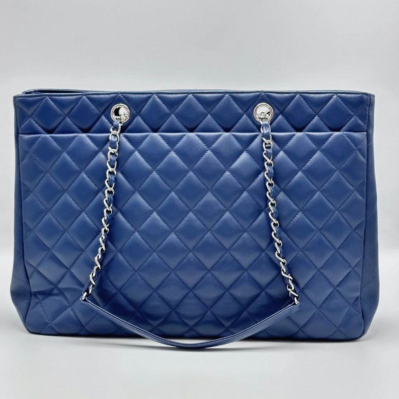 CHANEL 銀扣菱格紋鏈條手提肩背托特包 35*25*10 98新配件塵袋-5