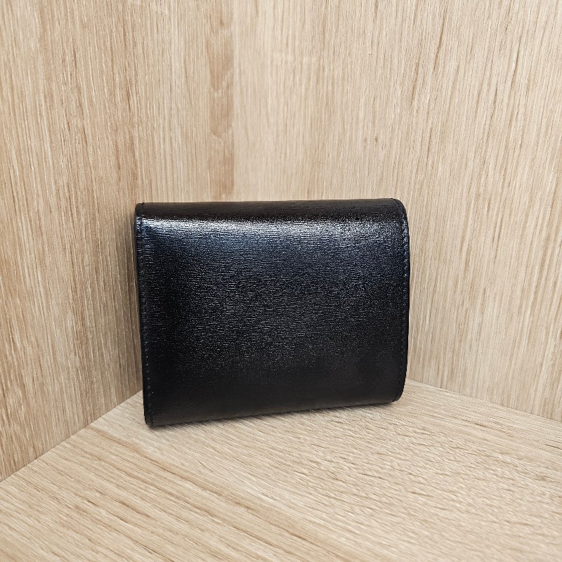 [甜價出清❣️] Celine黑牛皮凱旋門Triomphe金釦短夾-1